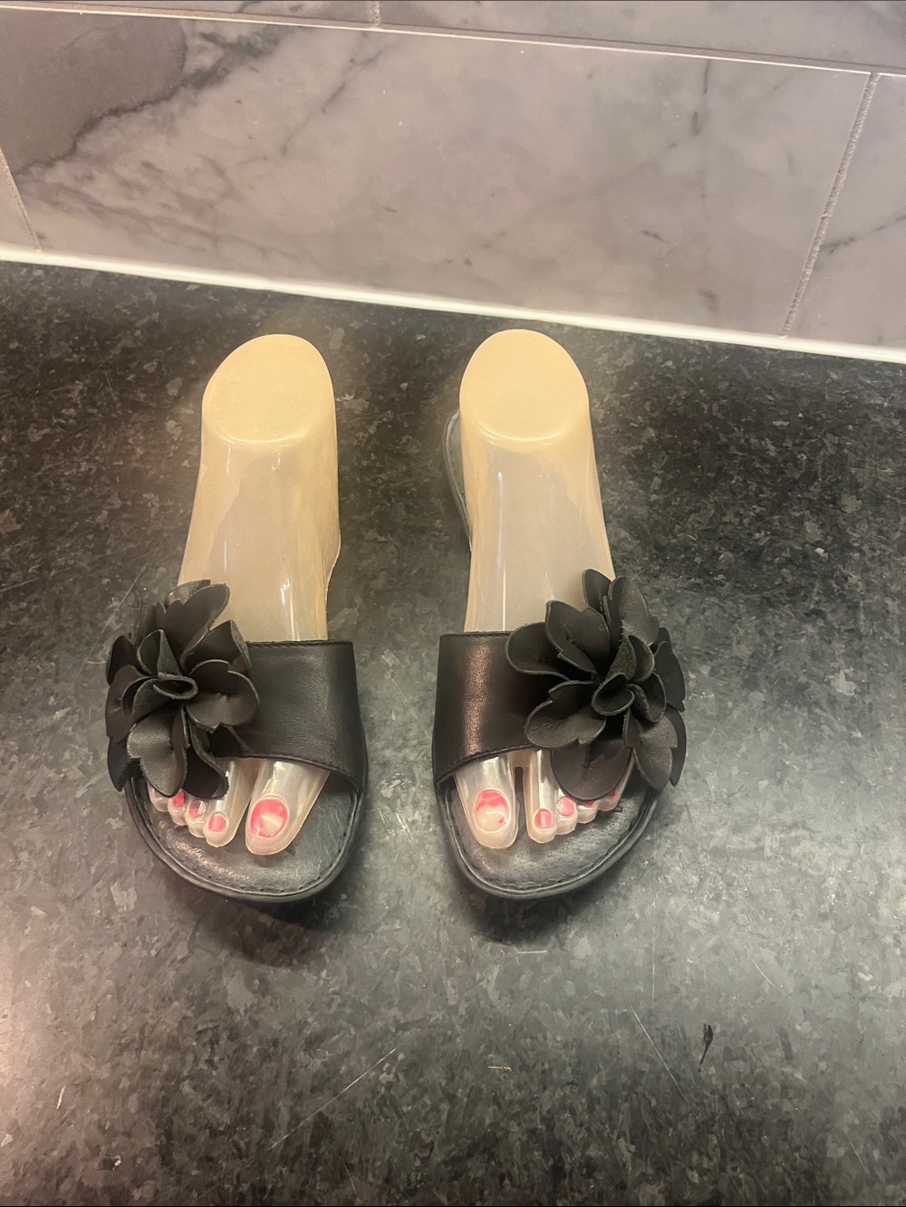 Women’s Black Flower Born Slide Sandals